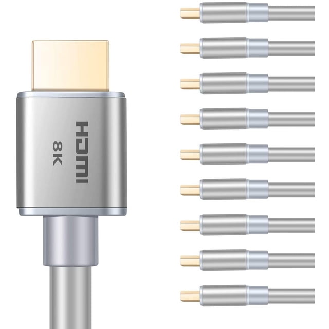 Buyer’s Point Ultra High Speed HDMI 2.1 Cable CL3 Rated Dynamic HDR 1.8M (6ft) 8K 120Hz, 48Gbps, Dolby Vision, eARC Compatible with Apple TV, Nintendo Switch, Roku, Xbox, PS4, Pack of 10 Gray- OEM