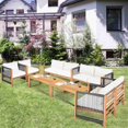 thumbnail image 1 of Costway 8PCS Wooden Patio Furniture Set CUS01hioned Sofa W/Rope Armrest White, 1 of 9