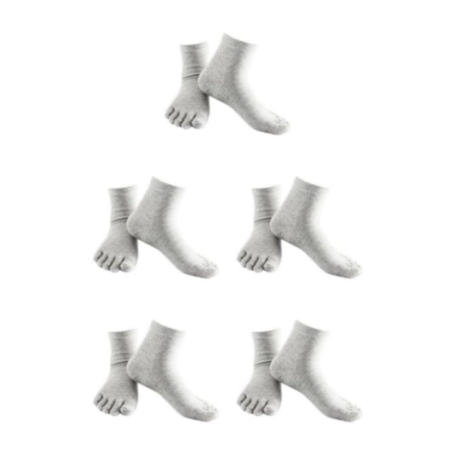 maskred 1Pair Five Toe Socks Cotton High Athletic Sock Socks Solid Crew Grey 5Set