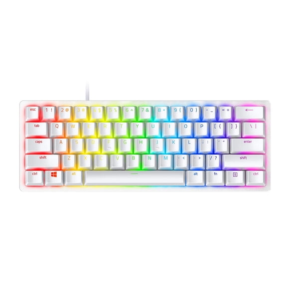 Razer Huntsman Mini 60% Gaming Keyboard: Fastest Keyboard Switches Ever - Linear Optical Switches - Chroma RGB Lighting - PBT Keycaps - Onboard Memory - Mercury White (Renewed)