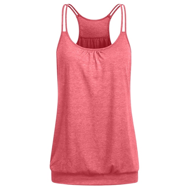 Meichang Racerback Tank Tops for Women Sleeveless Spaghetti Straps Active Workout Tank Tops Pleated Scoop Neck Shirts Casual Basic Athletic Tank Top