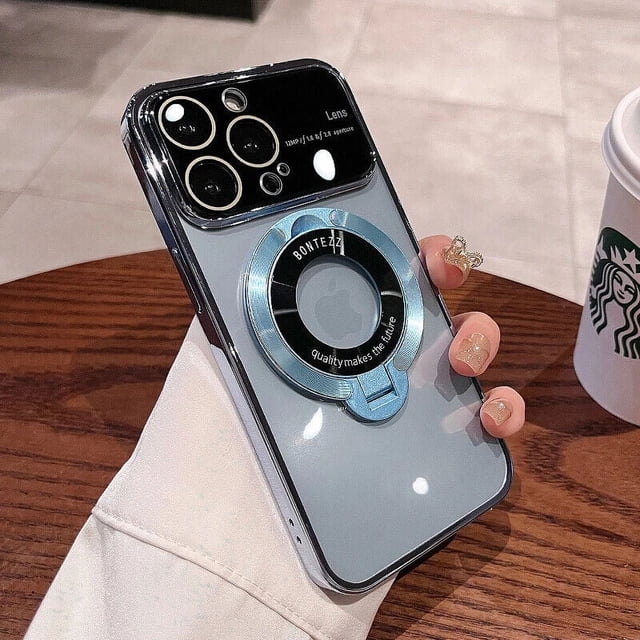 SuperShield Phone Case for iPhone 15 Pro Coridbrief Large Window Phone Case Leak Label Magnetic Bracket for iPhone 15 Pro MagSafe Satad Case - Blue