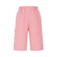 thumbnail image 4 of BLVB Linen Shorts for Women High Waisted Lightweight Bermuda Shorts Side Button Short Beach Vacation Outfits Pockets, 4 of 7