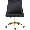 thumbnail image 2 of Meridian Furniture Karina Chaise de Bureau Pivotante Réglable en Velours Noir et Or, 2 of 12