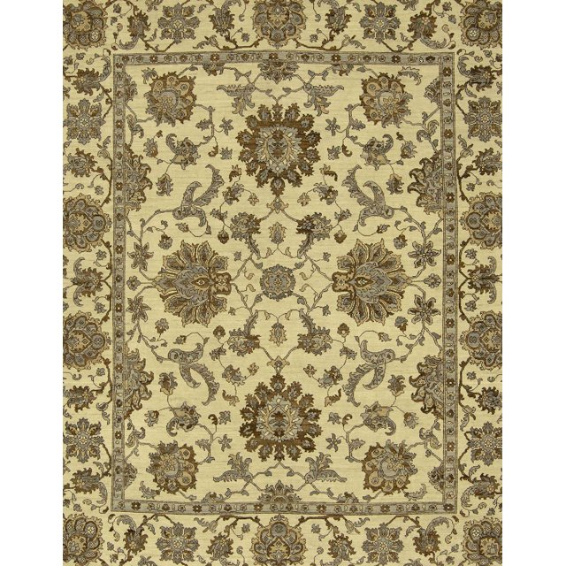 Ahgly Company Indoor Rectangle Abstract Chrome Gold Yellow Oriental Area Rugs, 7' x 10'