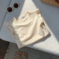 thumbnail image 2 of FhsagQ The 7th Of July Girls Ruffle Sleeve T Shirt Solid Color Vest Girls Basic Short Sleeve 4T Girl Spring The 7th Of July T shirts Spring Little Girls shirts 4T-5T Easter Beige 2-3Years, 2 of 4