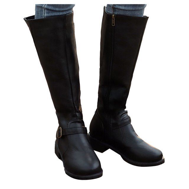 Bottes Hautes pour Femmes - Fermeture Éclair, Cuir Chaud, Bout Rond, Talon Confortable, Chaussures pour Femmes Modernes