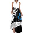thumbnail image 2 of Ovzne Robes pour Femmes 2025 Robe pour Femme Mode Femme Confortable Été Imprimé Sans Manches Robe à Col en V Robe Grande Taille Robe Imprimée Liquidation, 2 of 4