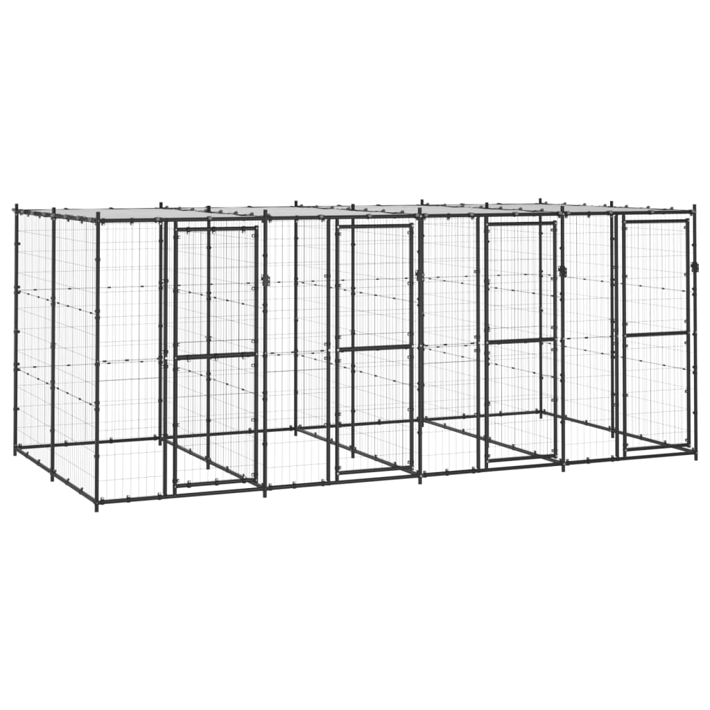 vidaXL Chenil Extérieur pour Chien en Acier avec Toit 9,68 M2