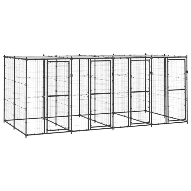 vidaXL Chenil Extérieur pour Chien en Acier avec Toit 9,68 M2