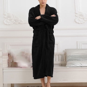 WJSXC Winter Savings! Womens and Mens Flannel Hooded Pajamas Bathrobe Long Pajamas Lovers' Home Clothes Black
