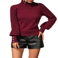 thumbnail image 1 of Ladies‘ Knitted Sweater with Long Sleeves and Turtleneck in Solid Color, 1 of 9