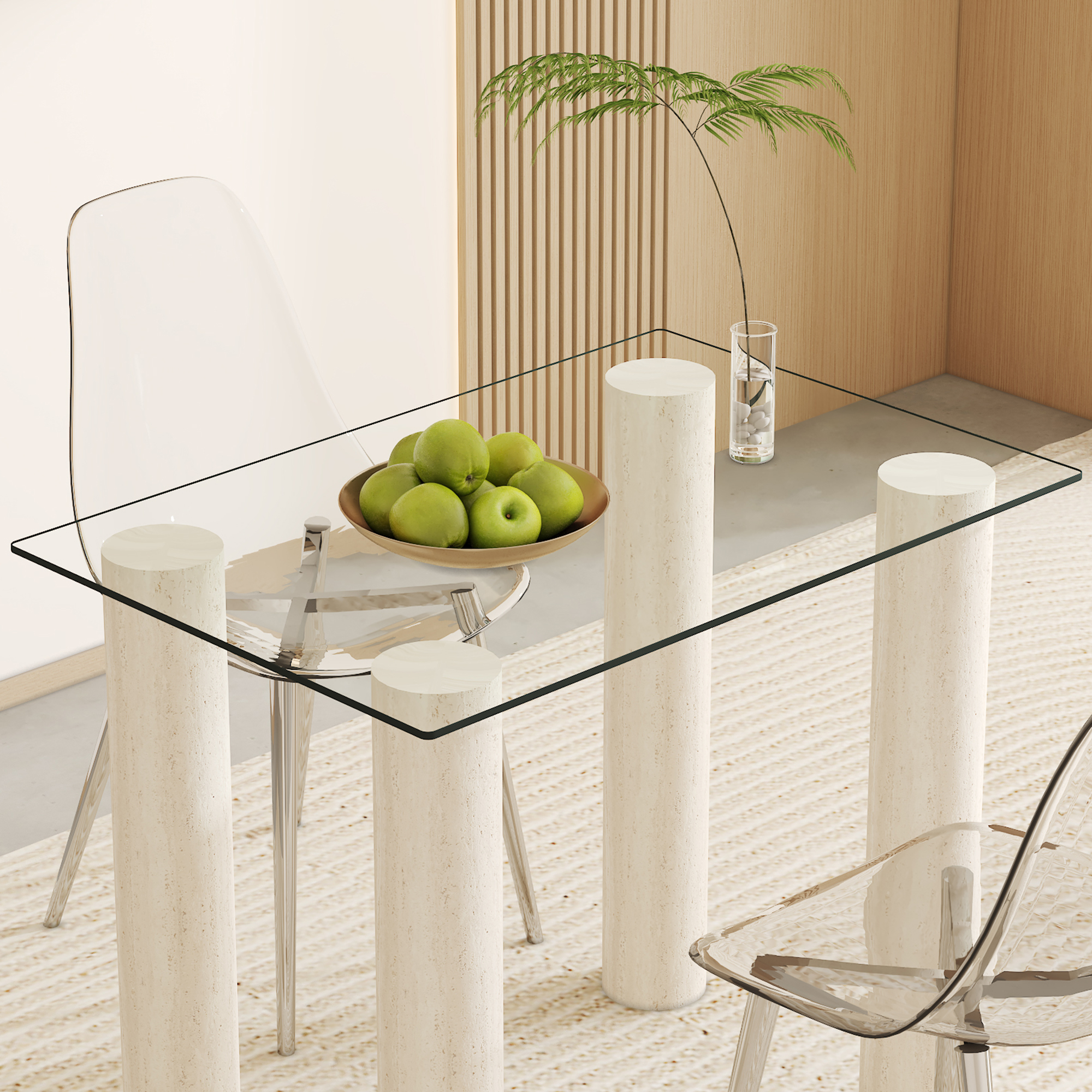 Noble House Table basculante rectangulaire en verre trempé de 24x36", uniquement le plan de travail, transparent résistant à la chaleur pour cuisine ou restaurant, transparent