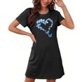 thumbnail image 4 of Rbaofujie Pyjama d'Automne pour Femmes Nuisette Courte Surdimensionnée pour Femmes Mode Imprimé sur la Poitrine Robe de Nuit à Manches Courtes Ensemble de Pyjama pour Femmes, 4 of 7