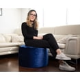 thumbnail image 2 of Pouf Eclipse bleu indigo velours – Pouf rond avec housse lavable et rembourrage en billes, idéal comme siège ou repose-pieds pour salon, chambre à coucher ou bureau, 2 of 6