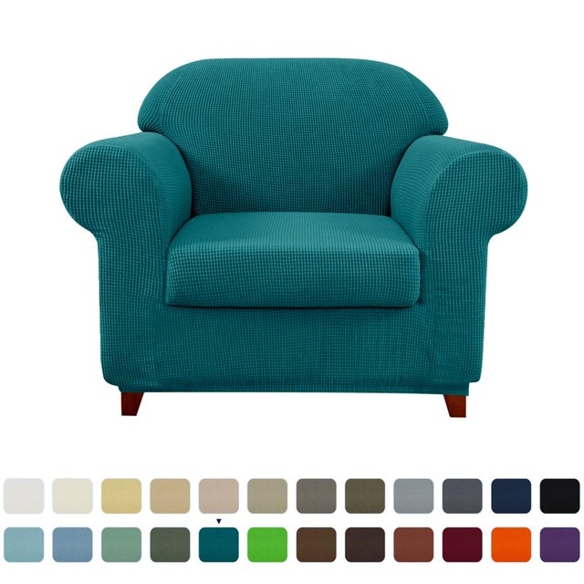 CHOK 2024 Housse de Sofa Extensible à Texture Quadrillée Housse de Canapé avec Housse de Coussin Séparée (Sofa Gris)