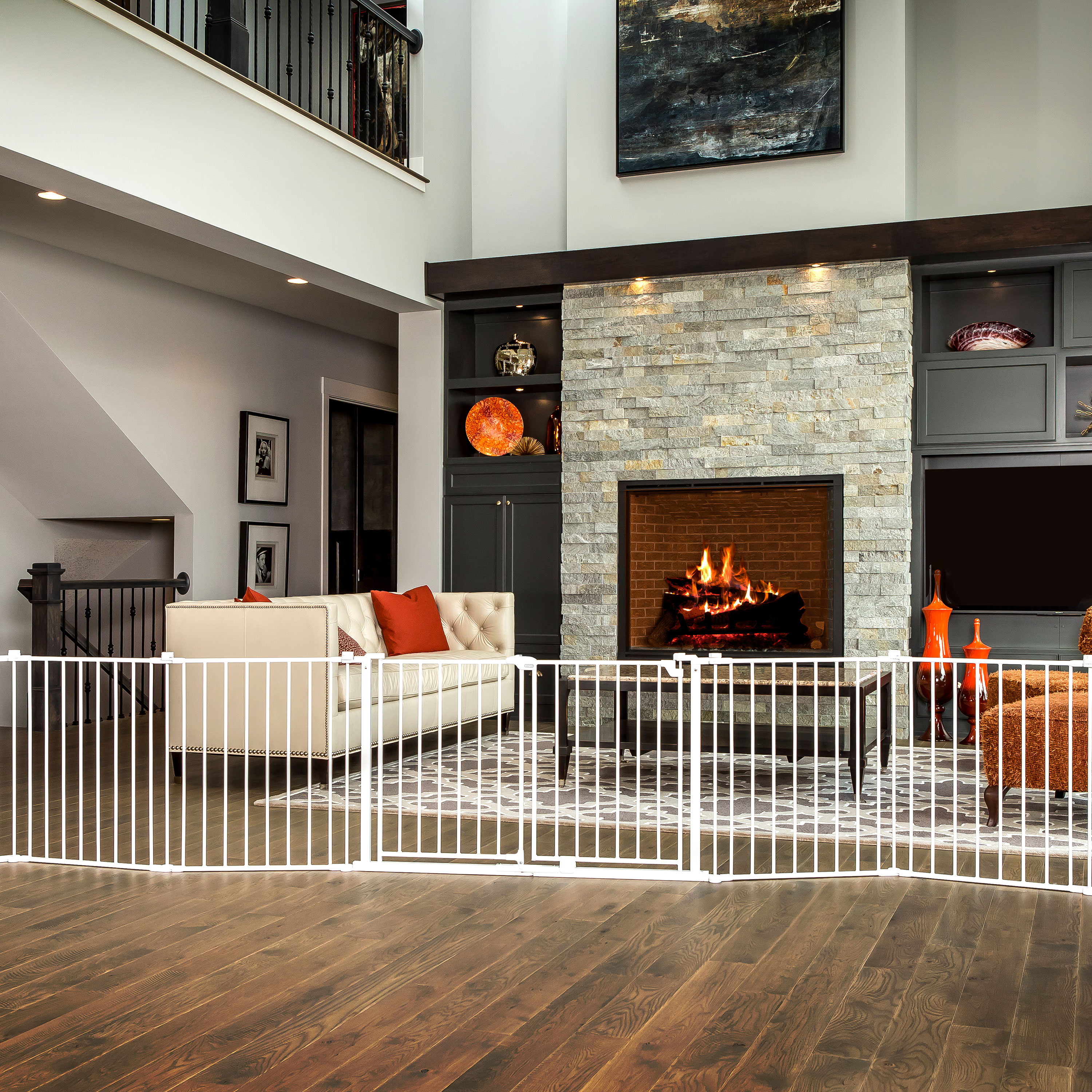 Regalo 192-Inch Double Door Super Wide Gate and Adjustable 8-Panel Play Yard, White