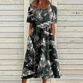 thumbnail image 1 of DPTALR Women Summer Printing Causal Round Neck Short Sleeve Vacation Pockets Dress, 1 of 5