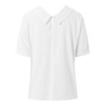 thumbnail image 5 of TINZ T-Shirt Rétro Mode Femme Couleur Unie Ample Col Rabattu T-Shirt Court Manches Longues T-Shirt Manches Longues Femme Course T-Shirt Manches Courtes Femme T-Shirt Été Athlétique Femme, 5 of 5