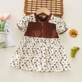thumbnail image 5 of Cathalem Robe d'Été pour Fille, Manches Courtes, Taille Croisée, Décontractée, Ligne A, Mini, Café 100, 5 of 5