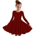 thumbnail image 1 of MeetoTime Robe de Performance pour Filles à Manches Longues, Couleur Unie, Col Rond, Extensible, Robe de Récital Scolaire, 4-14 Ans, Vêtements pour Enfants, 1 of 5