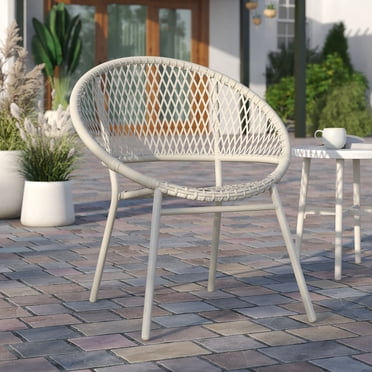 HOMETRENDS Wicker Outdoor Stacking Chair, Greige