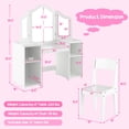 thumbnail image 2 of Gymax Kids Vanity 2 in 1 Princess Makeup Desk & Chair Set Safe Tri-fold Mirror White, 2 of 9