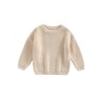 thumbnail image 1 of Faithtur Toddler Baby Round Neck Sweaters, Long Sleeve Solid Color Loose Knitted Pullovers, 1 of 9