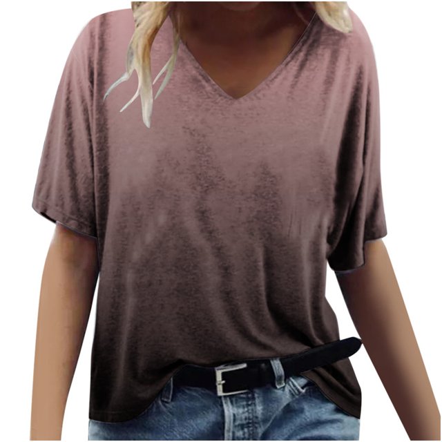 Birdeem T-Shirt Décontracté à Manches Courtes Col en V Imprimé Mode pour Femmes