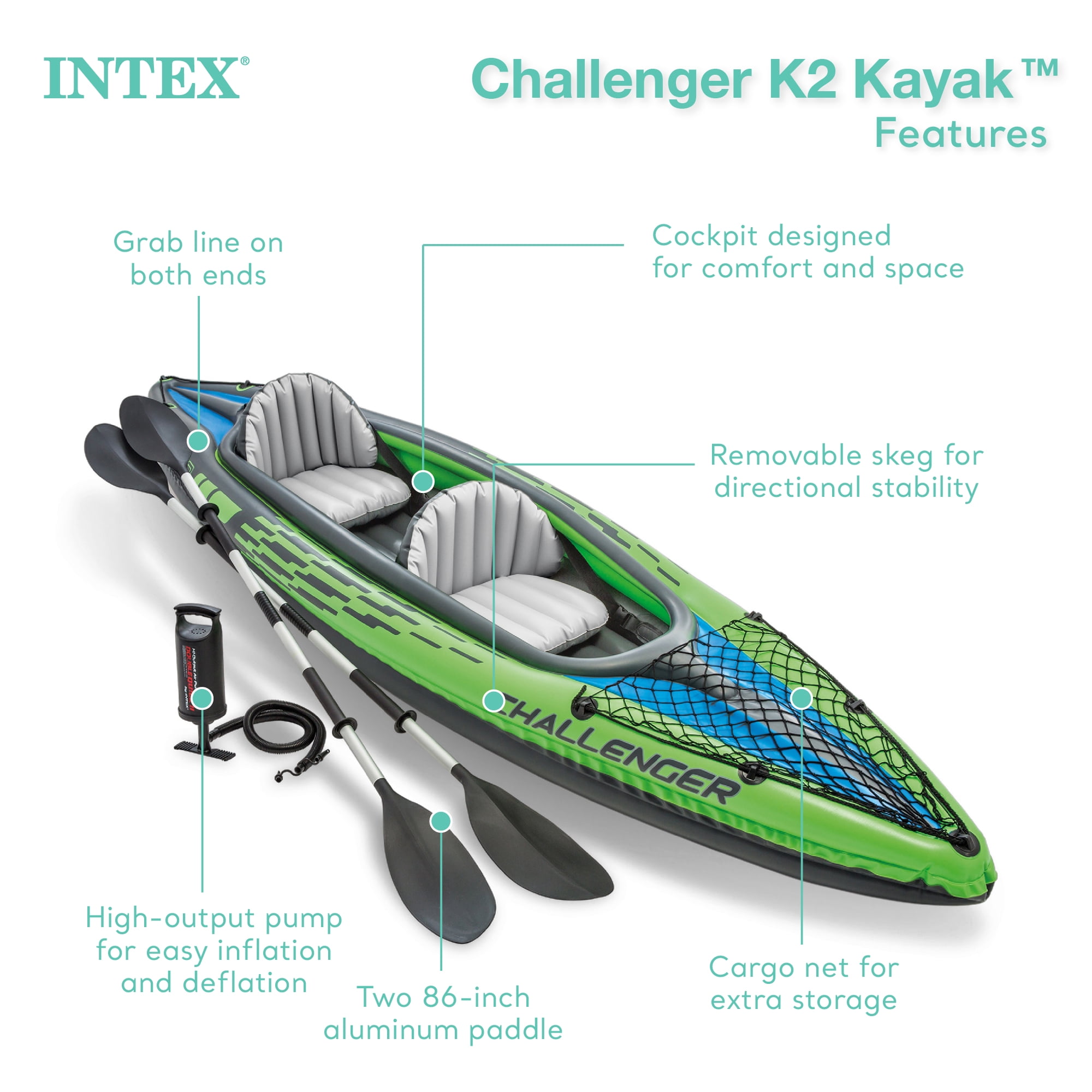 Intex Challenger K2 2-Person Inflatable Kayak and Accessory Kit