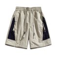 thumbnail image 2 of BADHUB Summer Savings Clearance! Drawstring Cargo Shorts for Men Color Block Elastic Waist Work Shorts Lightweight Zipper Multi Pocket Shorts Khaki XL, 2 of 7
