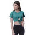thumbnail image 1 of Moomaya T-Shirt Court à Nœud devant pour Femmes, Manches Courtes, Col Rond, Haut Noué, 1 of 7