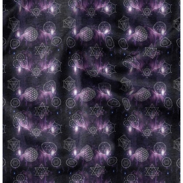 Soimoi Purple Poly Georgette Fabric Scared Geometric Galaxy Print Fabric by Yard 42 Inch Wide