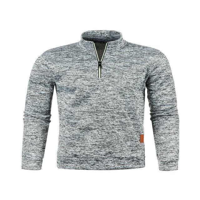 Men‘s Autumn Stand Collar Zipper Pullover with Long Sleeve