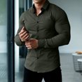 thumbnail image 2 of Pompotops Chemise Homme Décontractée Unie à Col Rabattu Boutonnée à Manches Longues en Solde, 2 of 8