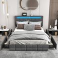 thumbnail image 2 of Gymax Full Upholstered Platform Bed with LED Headboard Charging Station Storage Drawer, 2 of 10