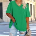 thumbnail image 4 of Yuyuzo Plus Size Tops for Women Casual V Neck Solid Color T-Shirts Short Sleeve Beach Summer Tops, 4 of 5