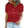 thumbnail image 1 of Diufon Hauts de la Saint-Valentin pour Femmes Décontracté Tendance Manches Courtes Col Rond Chemisier Imprimé Graphique Mignon, 1 of 5