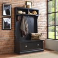 thumbnail image 2 of Crosley Furniture Seaside Wood Hall Tree in Distressed  Black, 2 of 10
