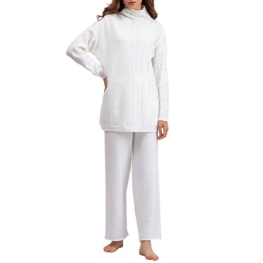 TJAZFJPA Rave Outfit for Women Women Autumn and Winter Fashion Temperament Loose Casual Wide Leg Pants Knitted Sweater Two Piece Suit Sexy Two Piece Outfits for Women Club Night