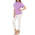 thumbnail image 2 of INSPIRE CHIC Blouse Décontractée pour Femme à Col Volanté, Manches Courtes, Dos Goutte, Violet Pâle, S, 2 of 5