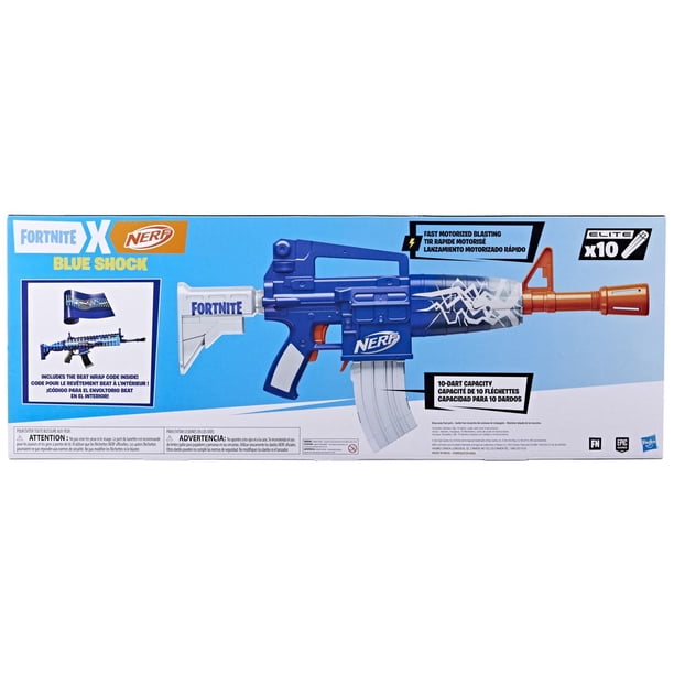 【新品未開封】NERF FORTNITE BLUE SHOCK Nerf Fortnite Blue Shock Blaster, 10-Dart Clip, 10 Elite Nerf