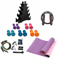 thumbnail image 1 of Home Gym Starter Kit - 44 LB Neoprene Dumbbells Set with Rack, 6mm Yoga Mat, 11 Pcs Resistance Bands Set, and Jump Rope, 1 of 5