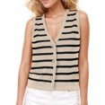 thumbnail image 1 of LOVZFMLL Camisoles pour Femmes Cardigan Décontracté Ample à Boutons Chandail à Rayures à Col en V, 1 of 7