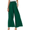 thumbnail image 2 of Womens Linen Wide Leg Pants Elastic Waisted Baggy Loose Beach Trousers with Pockets, 2 of 7
