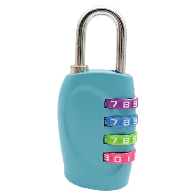 QualitChoice Office School 4-digit Combination Lock Camping Portable Suitcase Luggage Locker Drawer Gate Door Resettable Padlock Blue/Colorful keys 1Set
