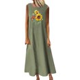thumbnail image 1 of Cameland Robe Longue d'Été Décontractée pour Femme à Col Rond Sans Manches avec Poches pour Vacances à la Plage, 1 of 4