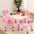thumbnail image 2 of Kids Table and Chairs Set, Height Adjustable Desk With 4 Seats for Ages 2-10,Arts & Crafts Table,Graffiti Desktop, Non-Slip Legs, Max 300lbs, Children Multi-Activity Table for Classrooms,Daycares,Home, 2 of 7