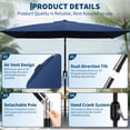 thumbnail image 3 of Garvee 10' x 6.5' Rectangular Patio Umbrella with Crank & Push Button Tilt,6 Sturdy Ribs,Navy Blue, 3 of 7