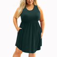 thumbnail image 5 of Jovati Casual Sleeveless Round-Neck Knee-High Dress for Women, Solid Color, Pockets, Polyester-Spandex Blend, Plus Size XL–XXXXXL, Spring Summer, 5 of 5
